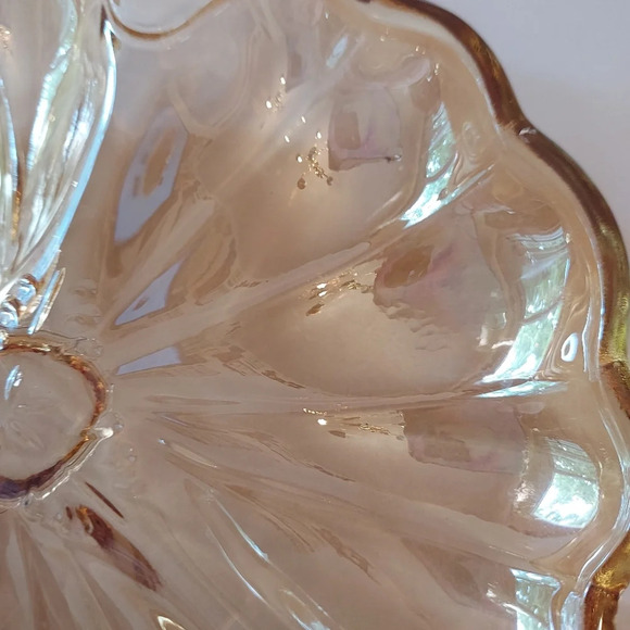 Vintage Jeanette Marigold Carnival Glass 3 Leaf Clover - Picture 5 of 8